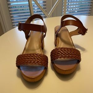 Mia Leather Block Heel Sandals, women’s size 9.5